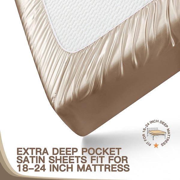 Pocket Satin Sheets King Size